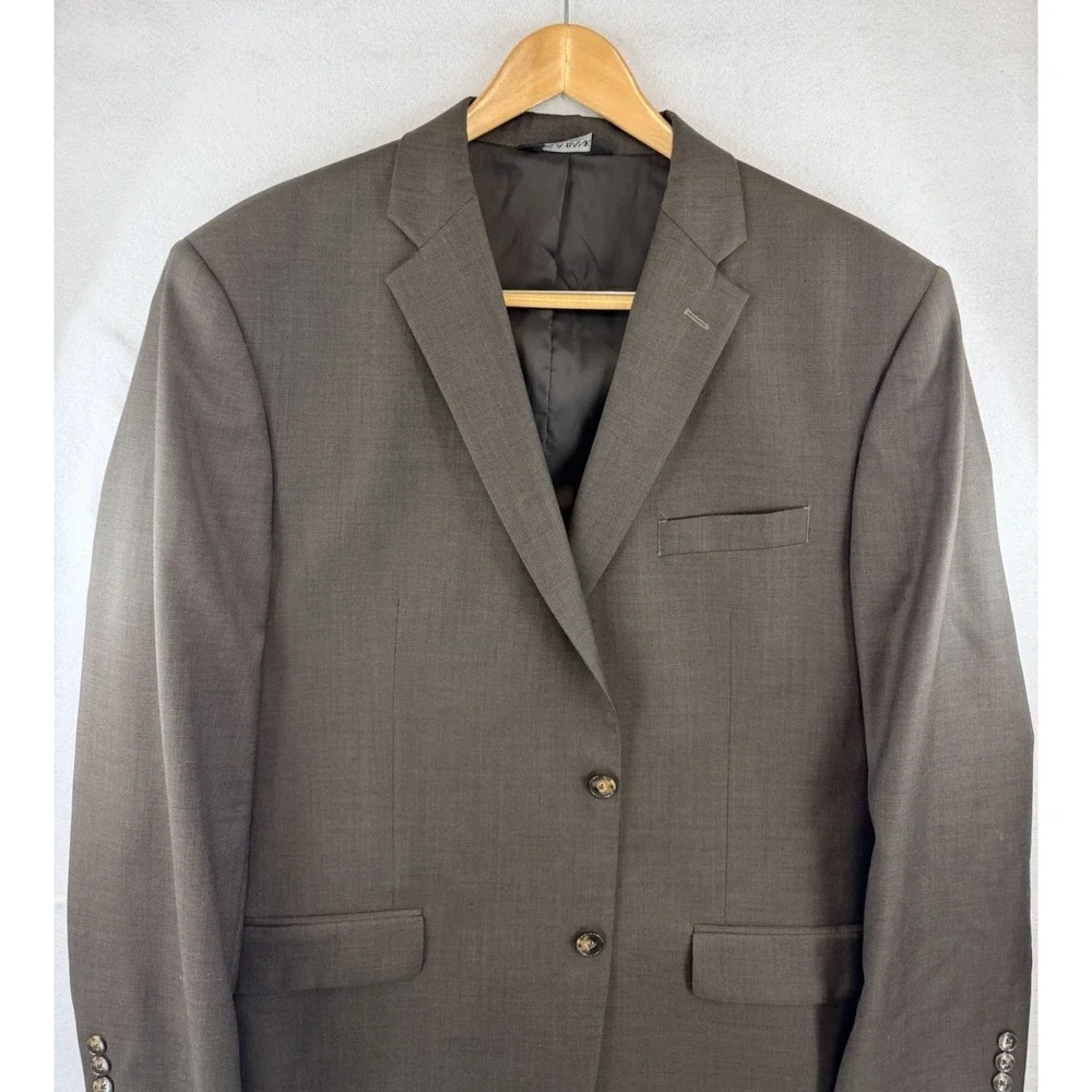 JOS A BANK Traveler's‎ Collection Mens 46R Tailored Fit Wool Blazer Jacket Brown